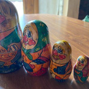 Russian hand made wooden crafted and hand painted nesting dolls